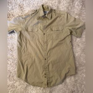 Men's Beige Short Sleeve Shirt Jacket